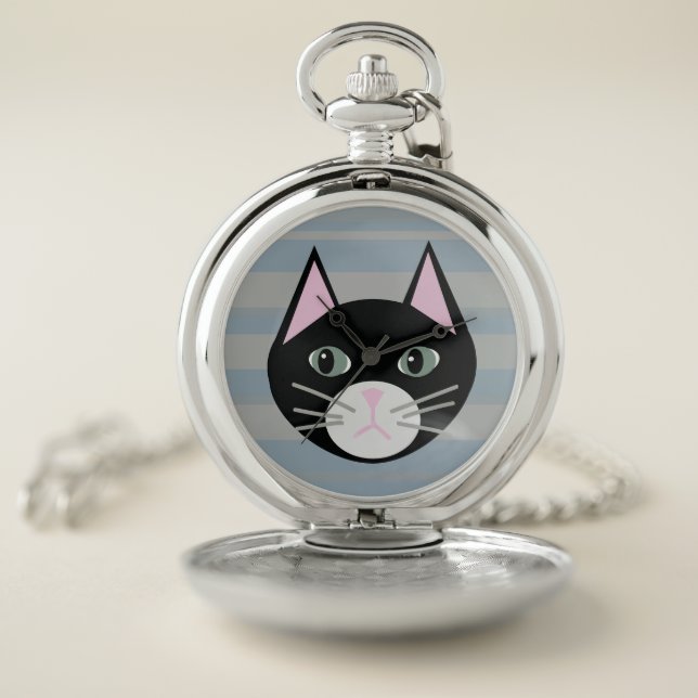 Black Cat, Stripes Pocket Watch (Inside)