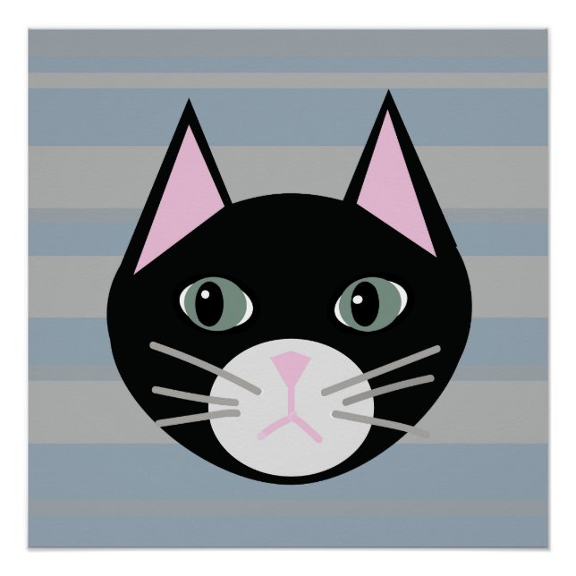Black Cat, Stripes Poster (Front)