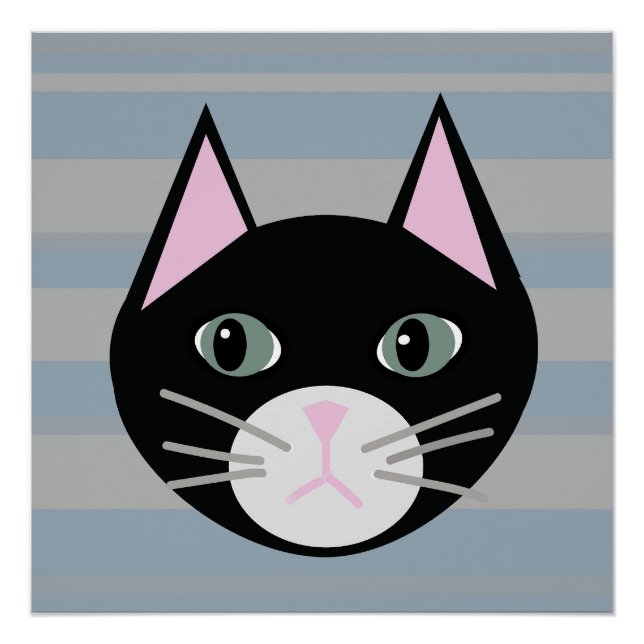 Black Cat, Stripes Poster (Front)