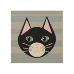 Black Cat, Stripes Wood Wall Art