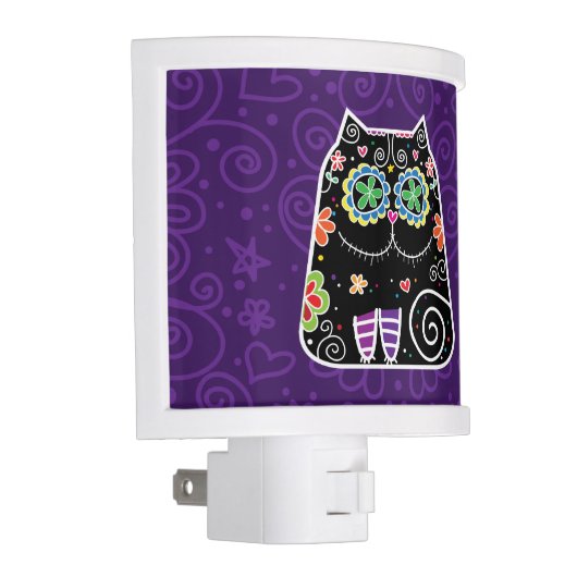 Black Cat Sugar Skull Night Light (Right)