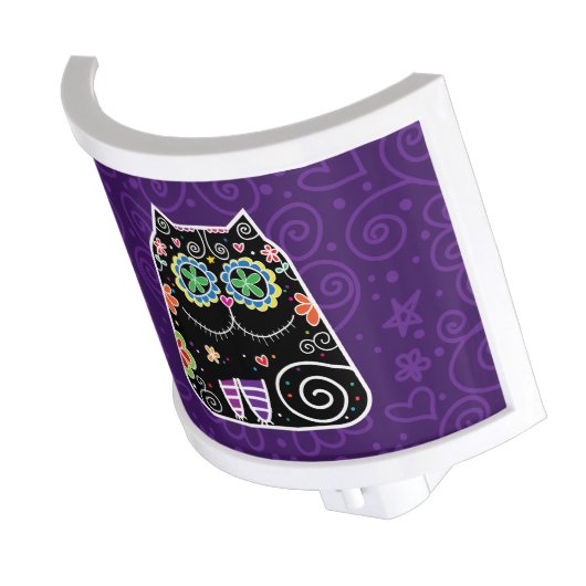 Black Cat Sugar Skull Night Light (Angled)