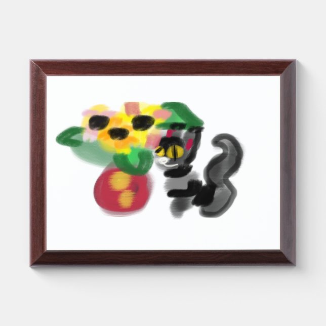 Black cat sunflowers  award plaque (Horizontal)