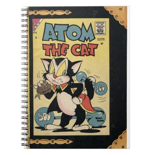 Black Cat _ Superhero Cat Cartoon _ Atom the Cat Notebook