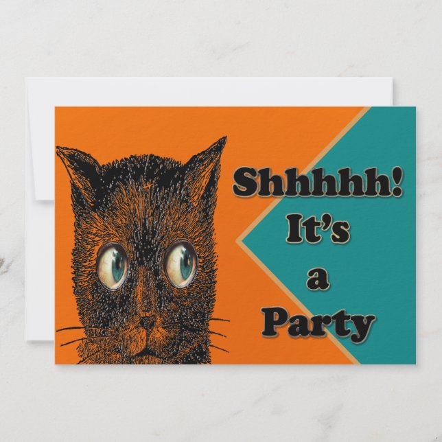 Black Cat Surprise party invite (Front)