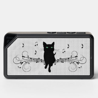 Black Cat Surrounded by Whispering Notes of Music Bluetooth Speaker