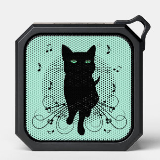 Black Cat Surrounded by Whispering Notes of Music Bluetooth Speaker