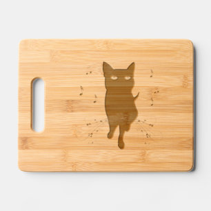 Black Cat Surrounded by Whispering Notes of Music Engraved Cutting Board