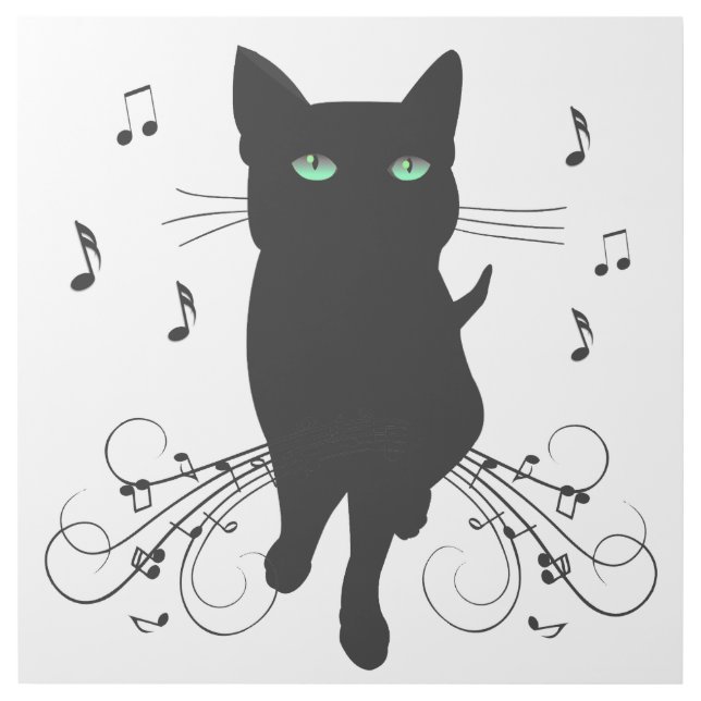 Black Cat Surrounded by Whispering Notes of Music Gallery Wrap (Front)