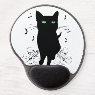 Black Cat Surrounded by Whispering Notes of Music Gel Mouse Pad