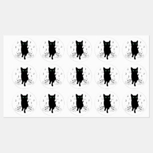 Black Cat Surrounded by Whispering Notes of Music Labels