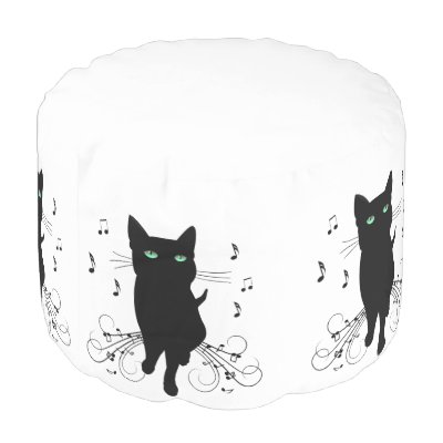 Black Cat Surrounded by Whispering Notes of Music