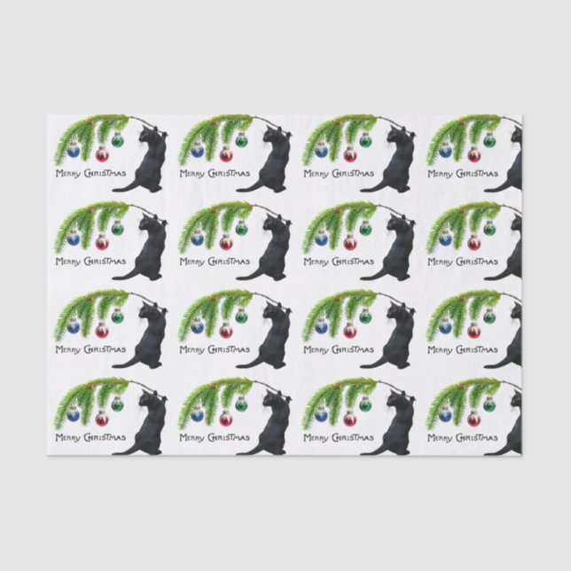 Black Cat Swag Christmas Tissue Paper (Front)