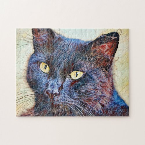Black Cat Sweet Face Art Puzzle