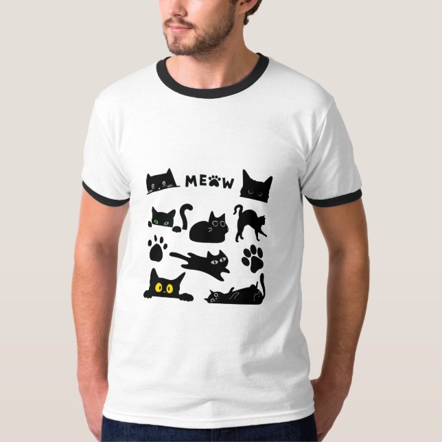Black cat T-Shirt (Front)