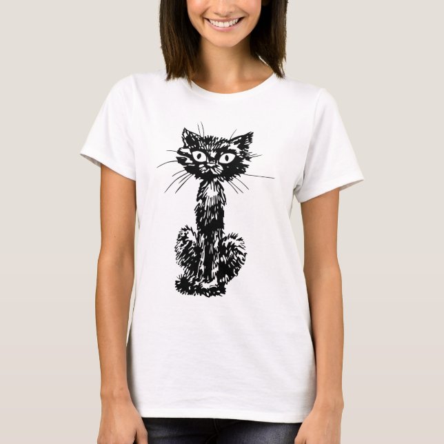 Black cat T-Shirt (Front)