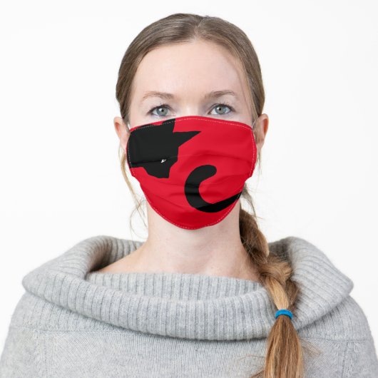 Black Cat Tail Adult Cloth Face Mask (Worn)