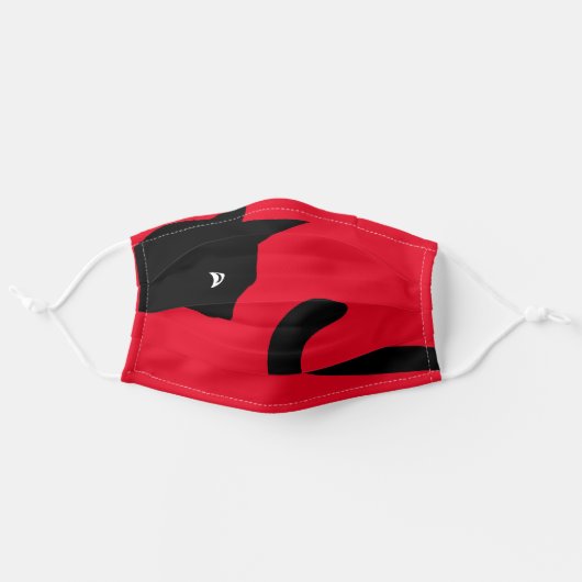 Black Cat Tail Adult Cloth Face Mask (Front, Unfolded)