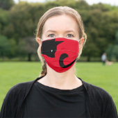 Black Cat Tail Adult Cloth Face Mask (Outside)
