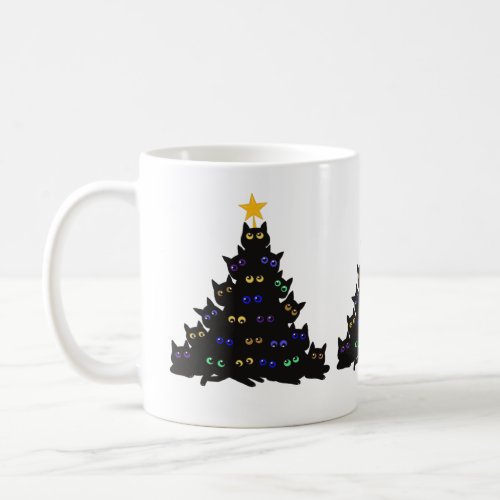 Black Cat Tangled Up In Christmas Tree Lights T_Sh Coffee Mug