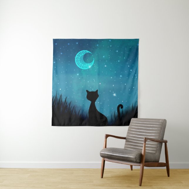 black cat  tapestry (In Situ (Horizontal))