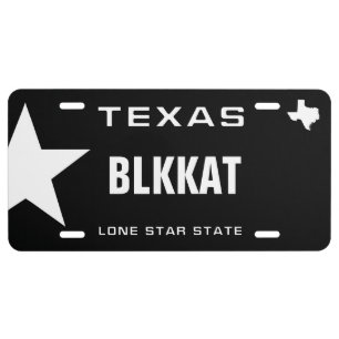 Black Cat Texas License Plate