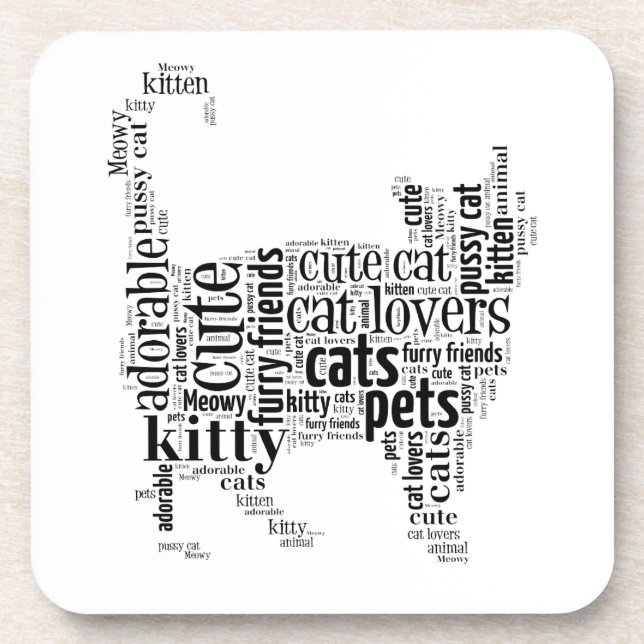 Black Cat text design Drink Coaster (Front)