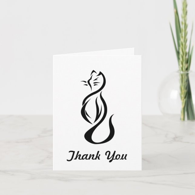 Black cat Thank You Note (Front)