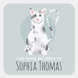 Black Cat This Book Belongs Name Kids Bookplate