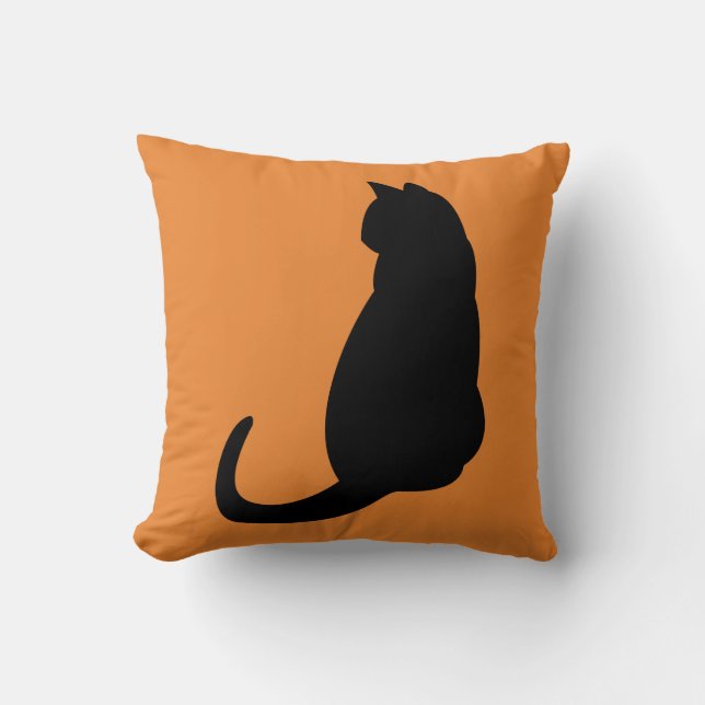 Black Cat Throw Pillow (Front)