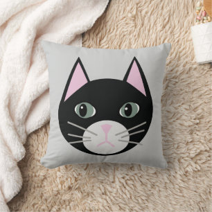 Black cat throw pillow