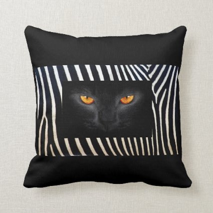 Black cat throw pillow