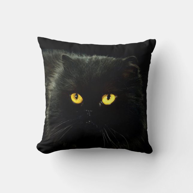 Black Cat Throw Pillow (Front)