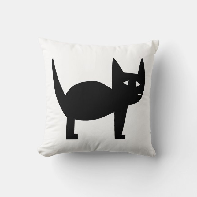 Black Cat Throw Pillow (Front)