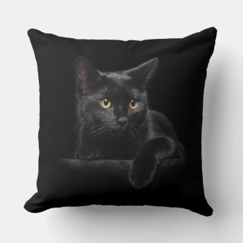 Black Cat Throw Pillow by FantasyPillows at Zazzle