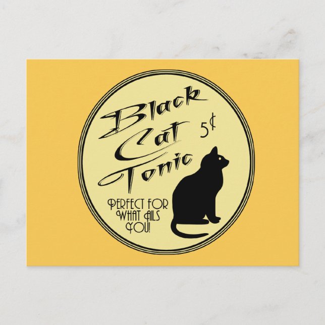 Black Cat Tonic Postcard (Front)