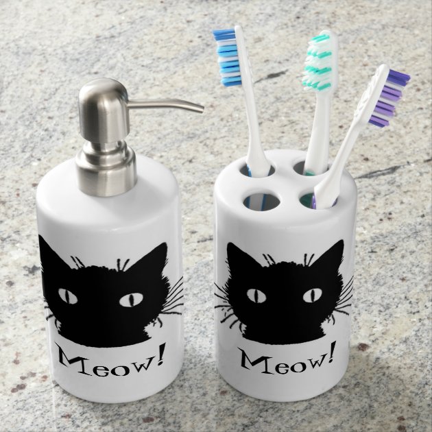 Black cat deals toilet brush holder