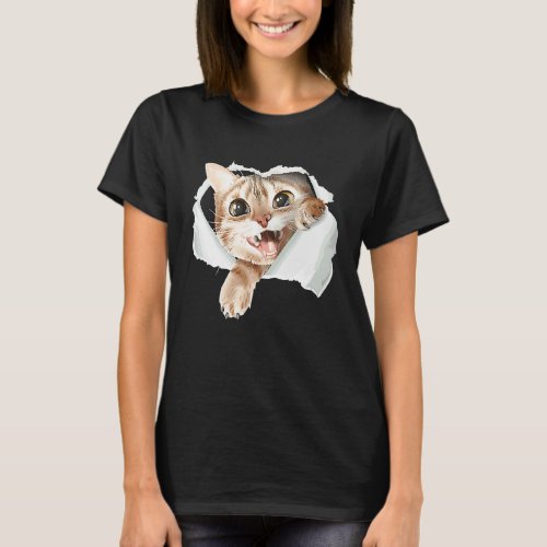 Black Cat Torn Cloth For Cat Cat Dad Cat Mom 2 T-Shirt