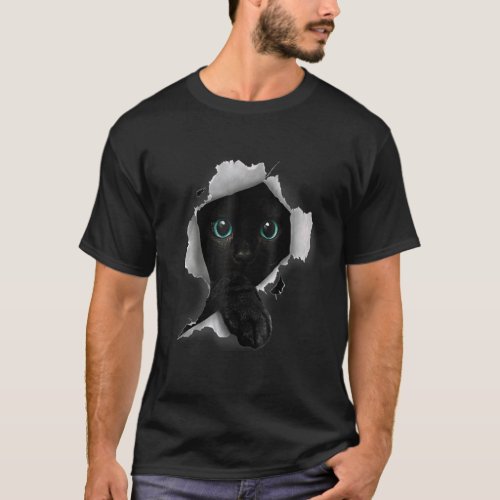 Black Cat Torn Cloth Kitty  Cutest Cat Owner Men W T-Shirt