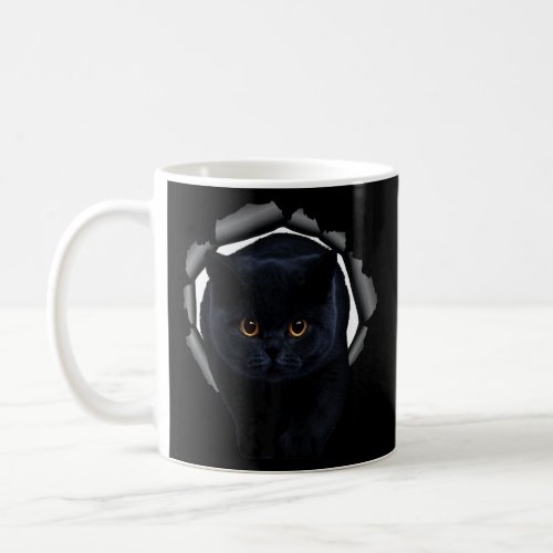 Black Cat Torn Cloth Lovely Black Cat Cracked Wall Coffee Mug