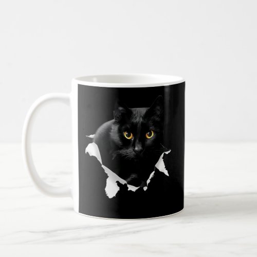 Black Cat Torn For Cat Cat Dad Cat Mom Coffee Mug