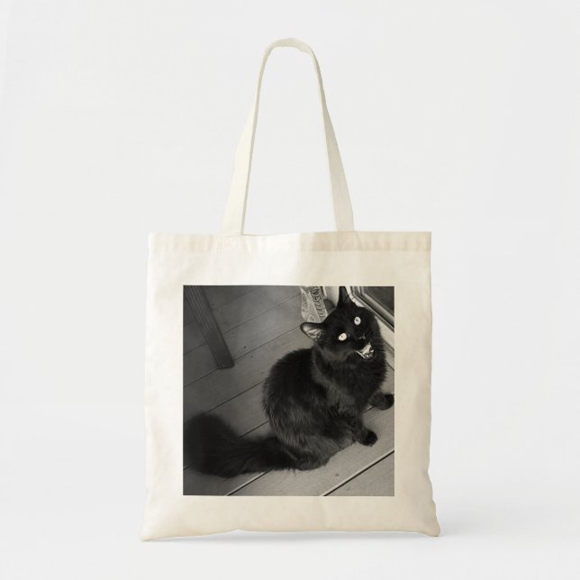 Black cat tote bag (Front)