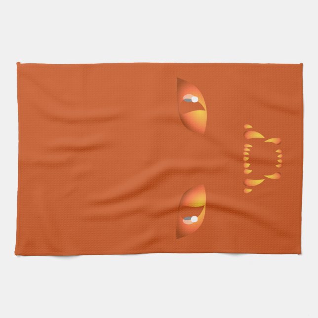 Black Cat Towel Spooky Halloween Cat Tea Towels (Horizontal)