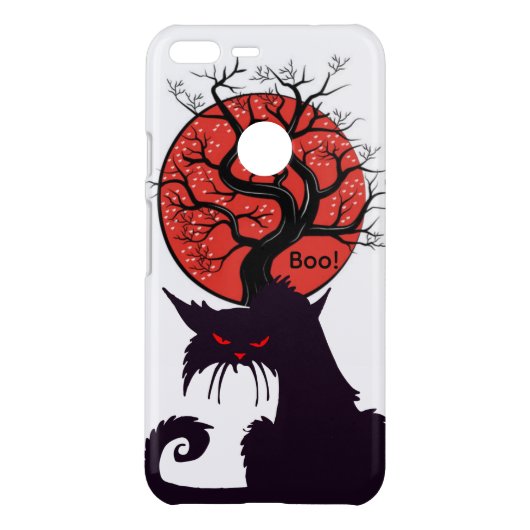 Black Cat Tree Phone Case – White (Back)