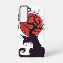 Black Cat Tree Samsung Galaxy Case – White