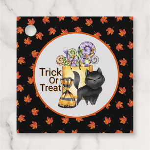 Black Cat Trick Or Treat  Favor Tags