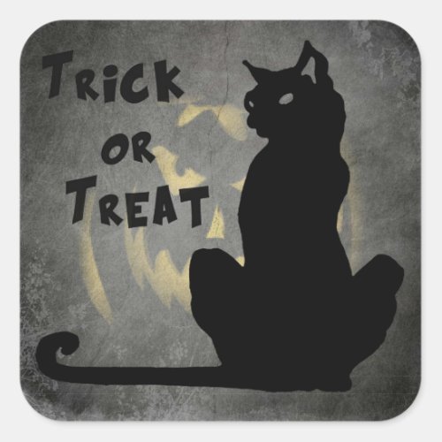 Black Cat Trick or Treat Halloween Sticker