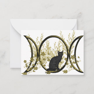 Black Cat Triple Moon Symbol Note Card