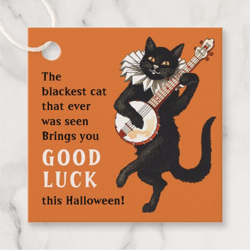 Black cat troubadour Good luck CC1156 Halloween Favor Tags