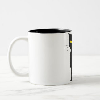 Black cat  Two-Tone coffee mug